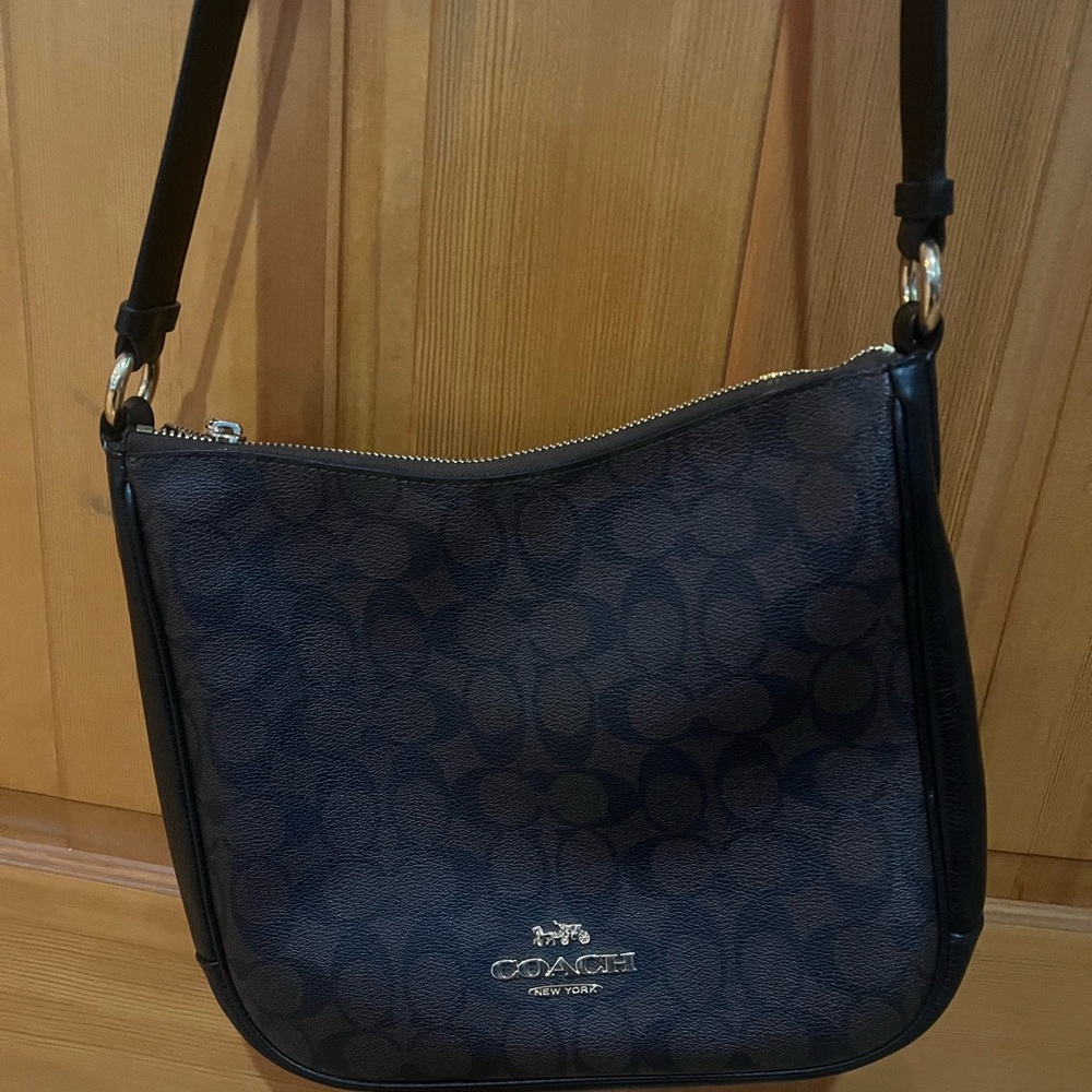 Coach Black and Brown Signature Shoulder Bag